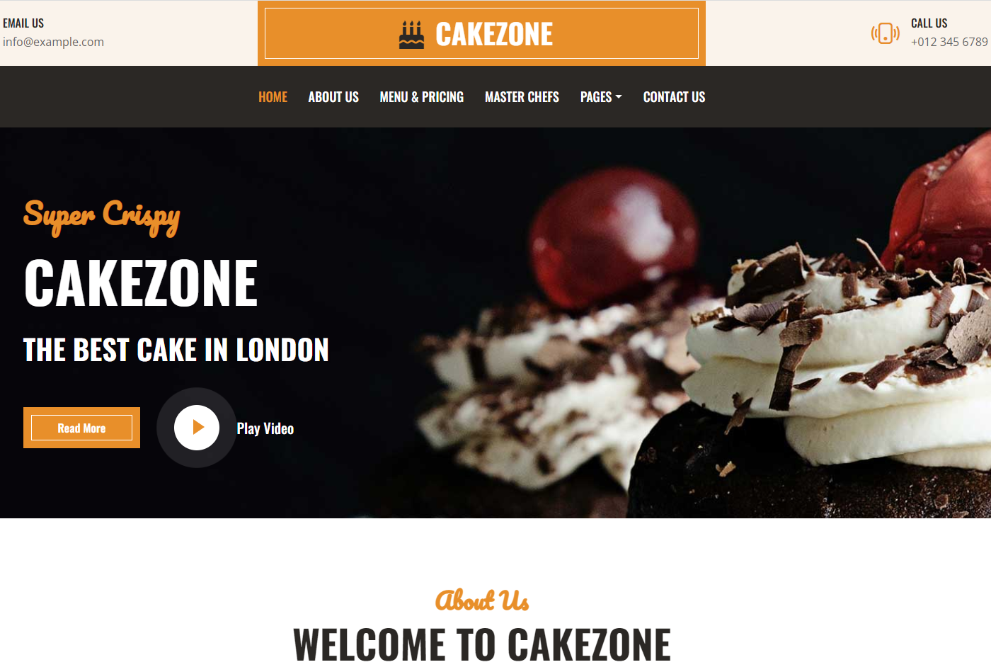 CakeZone 美食店铺网站模板