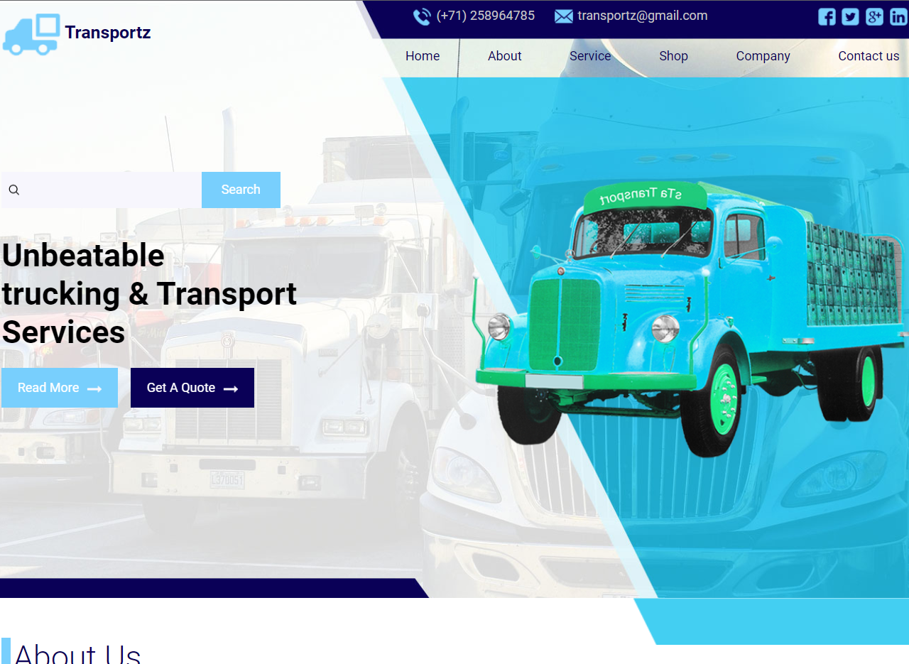 Transportz 货运公司免费网站模板