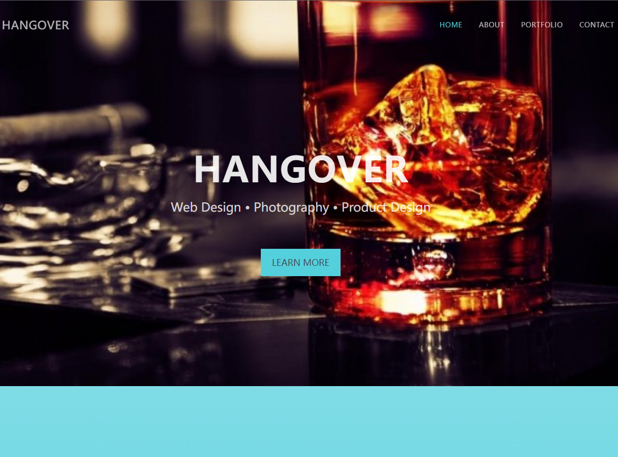 Hangover 摄影设计免费单页模板